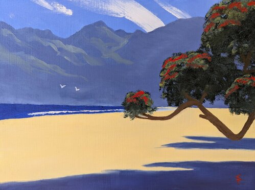 Langs Beach Oil on 9x12 canvas paper